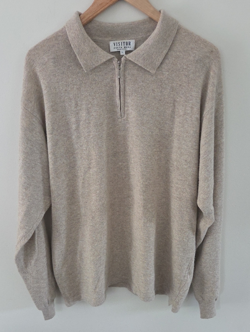 Visitor Poeta Moda Wool & Cashmere Blend 1/4 Zip Collared Sweater